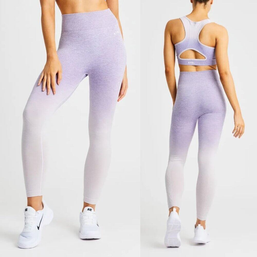 AYBL Seamless Purple Pulse Ombre Leggings Lavender Size Small